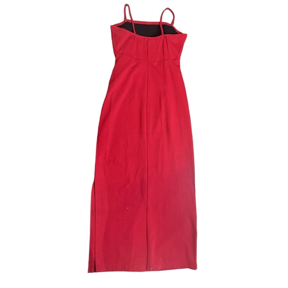 Y2K Newport News Red Maxi Bodycon Dress w/ Slit Size 12 - Picture 3 of 5
